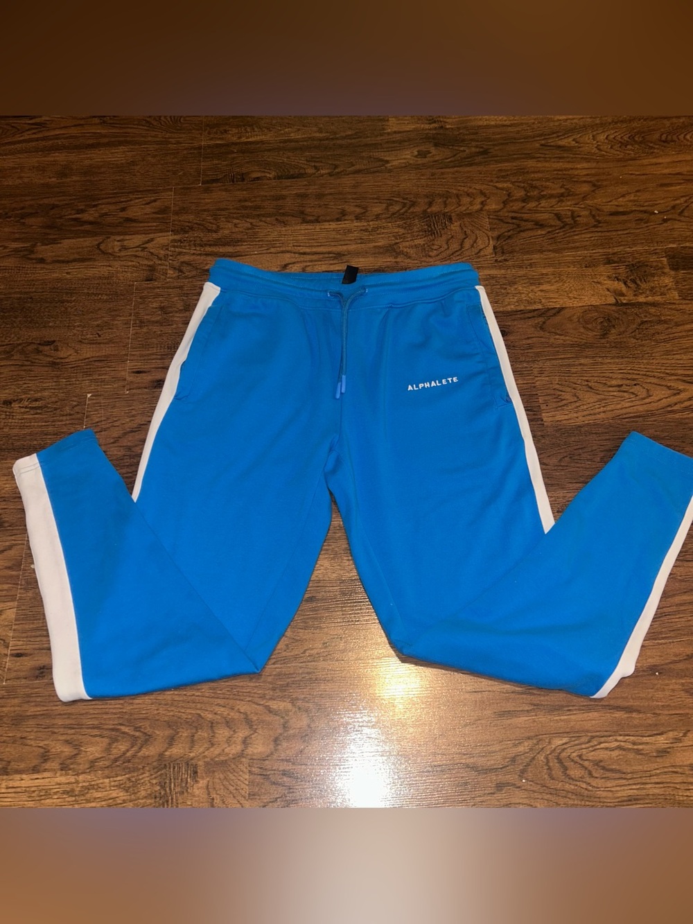 Alphalete Teal-Blue sweets with White Side Stripes